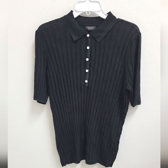 Halogen x Atlantic Pacific The Polo Ribbed Collared Sweater Pearl Buttons 2x NWT - Picture 1 of 6